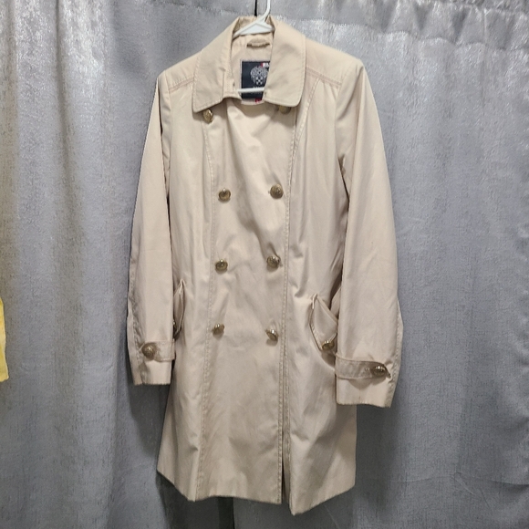 Vince Camuto Double Breasted Preppy Rain Trench Coat Size Medium - Picture 1 of 15